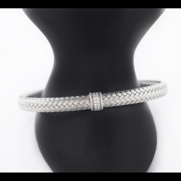 Charles Garnier 925SS Bar Diamond Cuff Bracelet - Picture 1 of 3